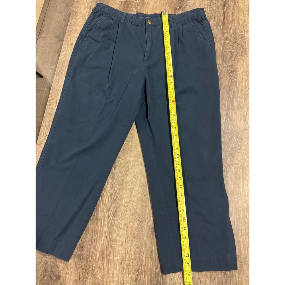 John Blair Mens Navy Blue Pleated Cotton Twill Denim Pants 40M B02163 041
